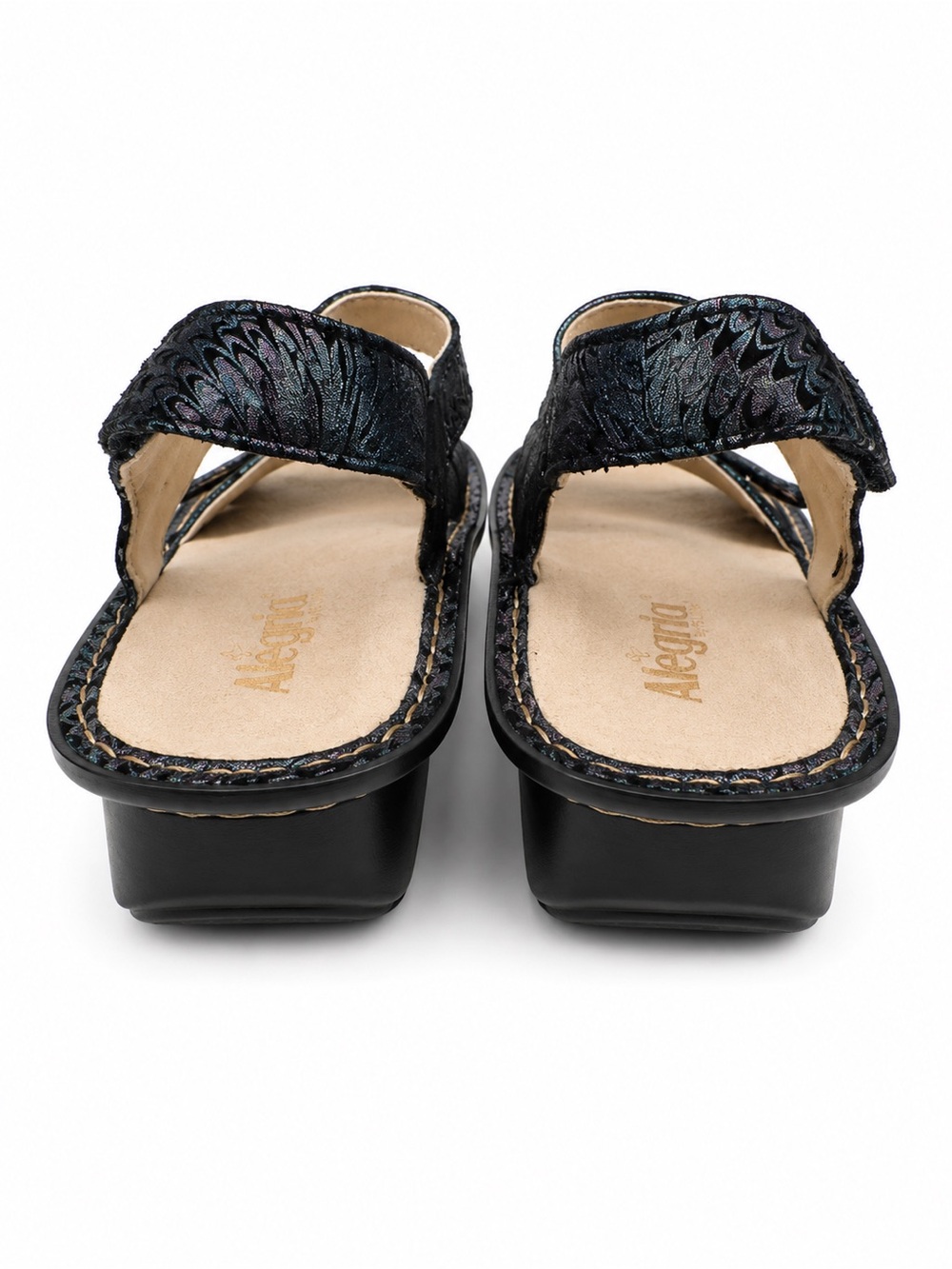 Alegria Lulu Black Iridescent Leather Comfort Sandals Women’s EU 39 US 8.5 - Picture 4 of 8